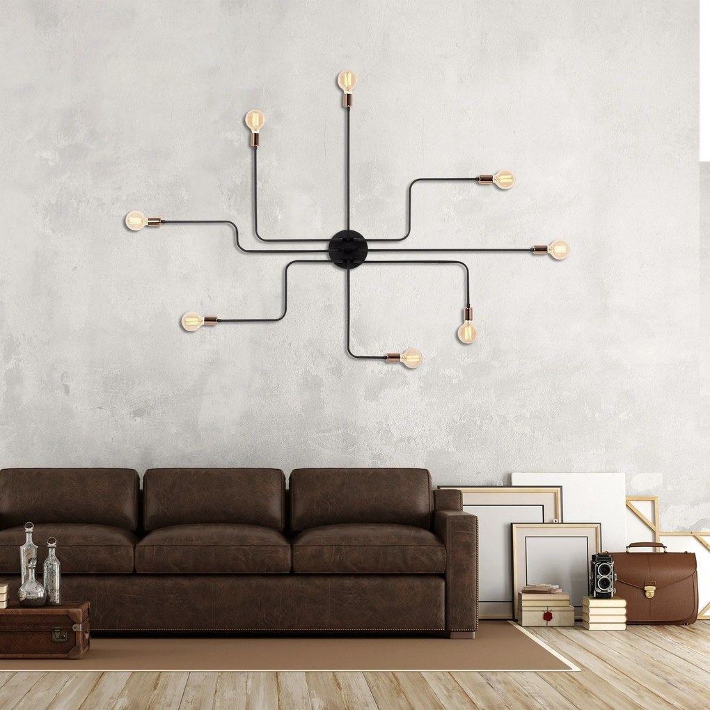 Aplique de Parede Truva – Preto e Bronze – 125 cm