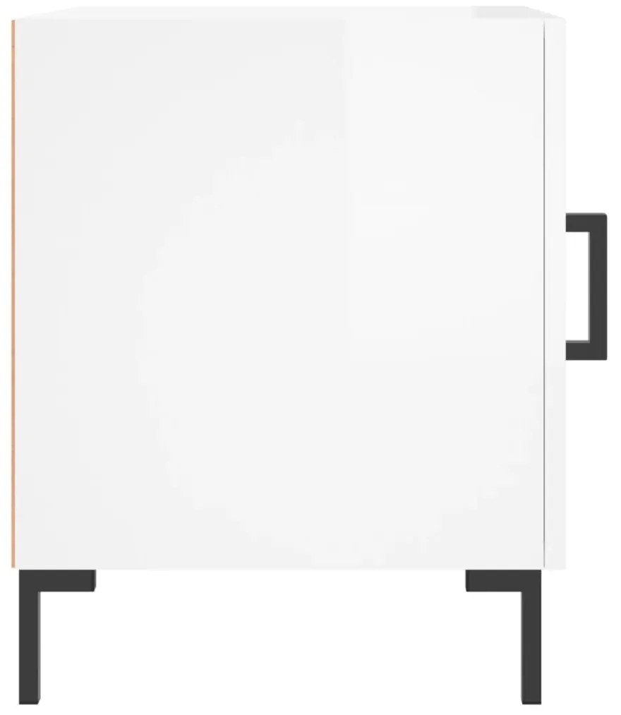 Mesa cabeceira 2pcs 40x40x50cm deriv. madeira branco brilhante