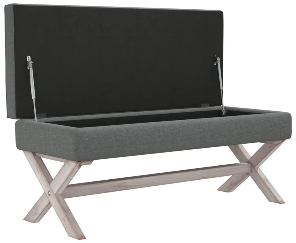 Banco de arrumação 110x45x49 cm tecido cinzento-escuro