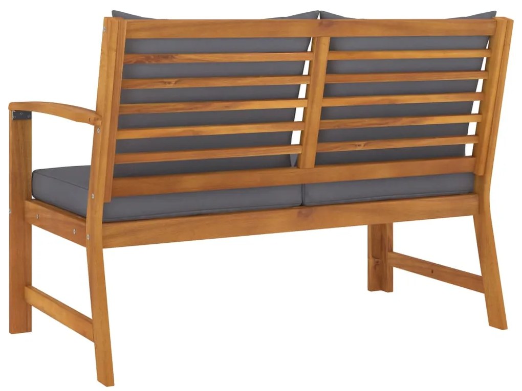 Banco de jardim 114,5 cm com almofadão cinzento-escuro acácia