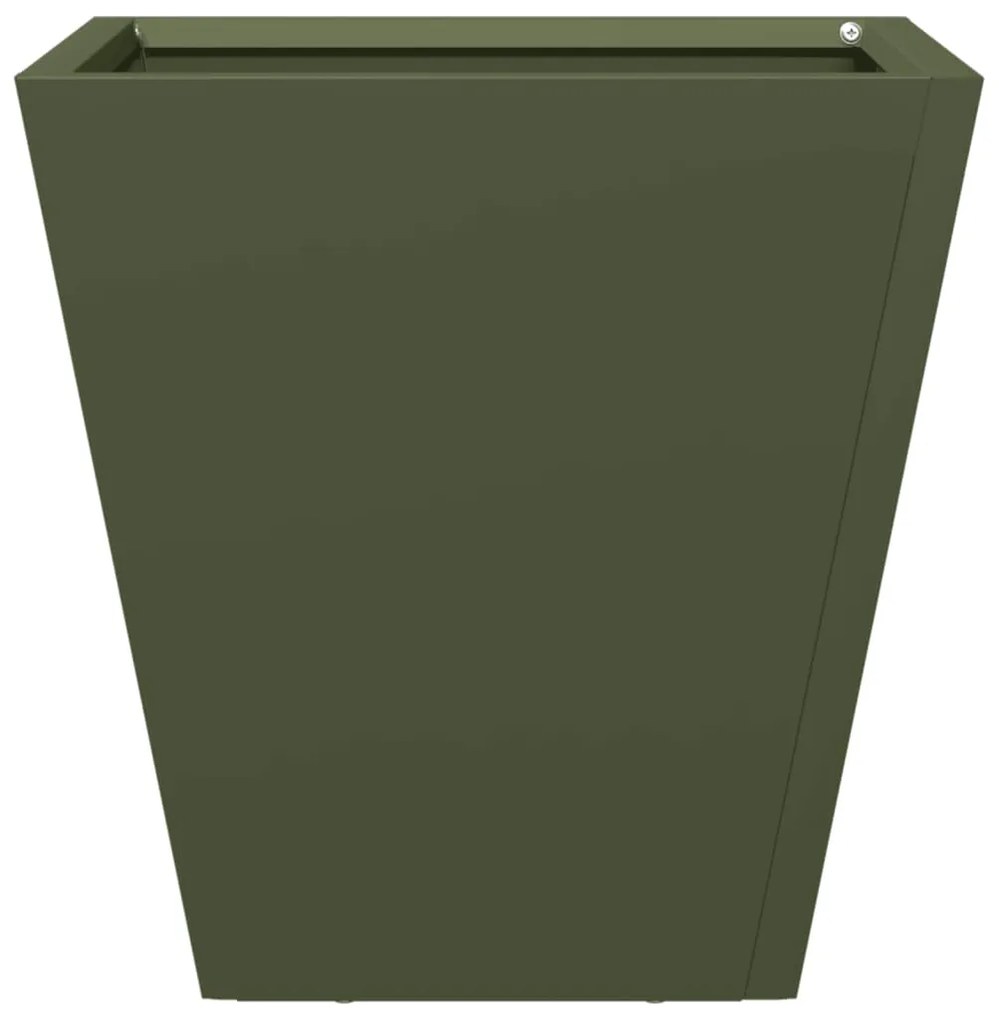 Vaso/floreira de jardim 2 pcs 30x30x30 cm aço verde azeitona