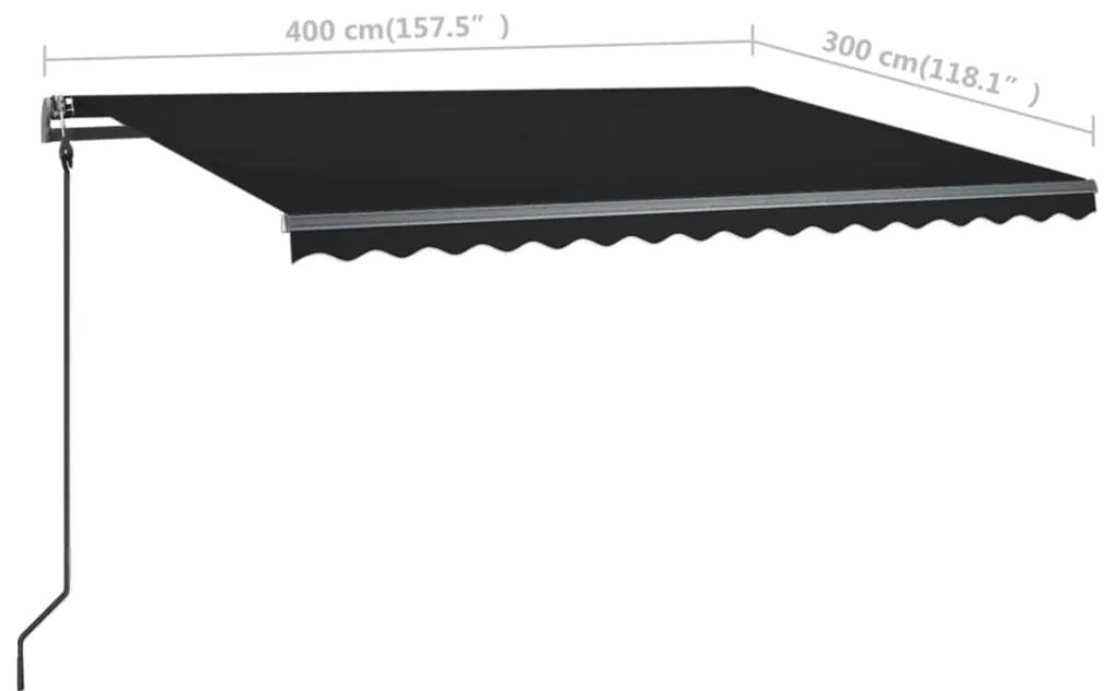 Toldo retrátil manual com postes 4x3 m antracite