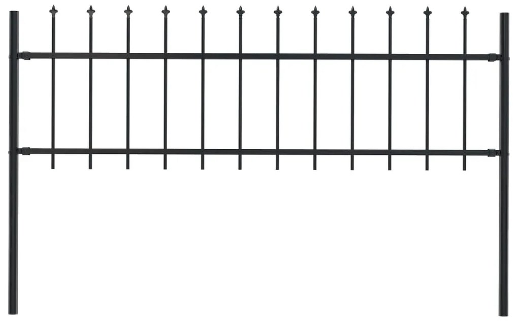 Cerca de jardim com topo lanças 1,7x0,6 m aço preto