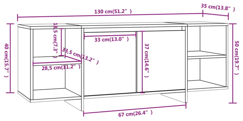 Móvel de TV 130x35x50 cm aglomerado cinzento cimento