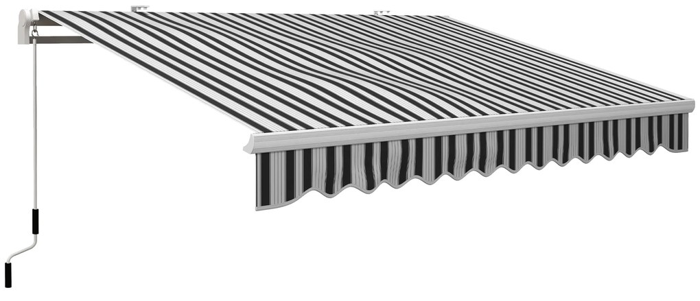 Outsunny Marquise de Protection Solar Retrátil com Manivela Estrutura Metálica Tecido de Poliéster Azul Branco 3,95x2,45x3,50 m | Aosom Portugal