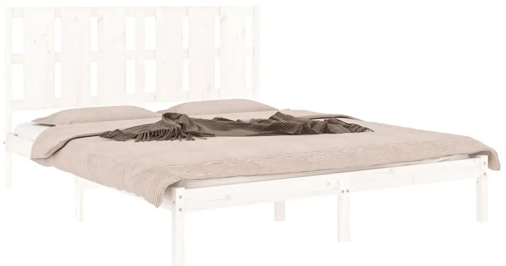 Estrutura de cama 160x200 cm madeira de pinho maciça branco