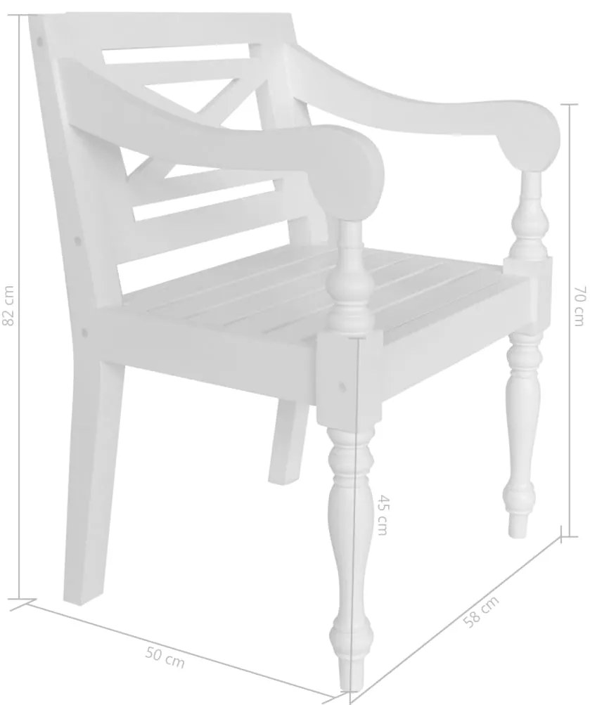 Cadeiras Batávia 2 pcs madeira de mogno maciça branco
