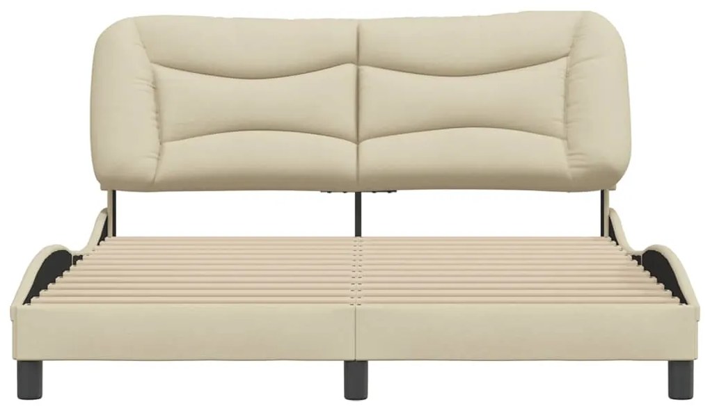 Estrutura de cama sem colchão 160x200 cm tecido cor creme