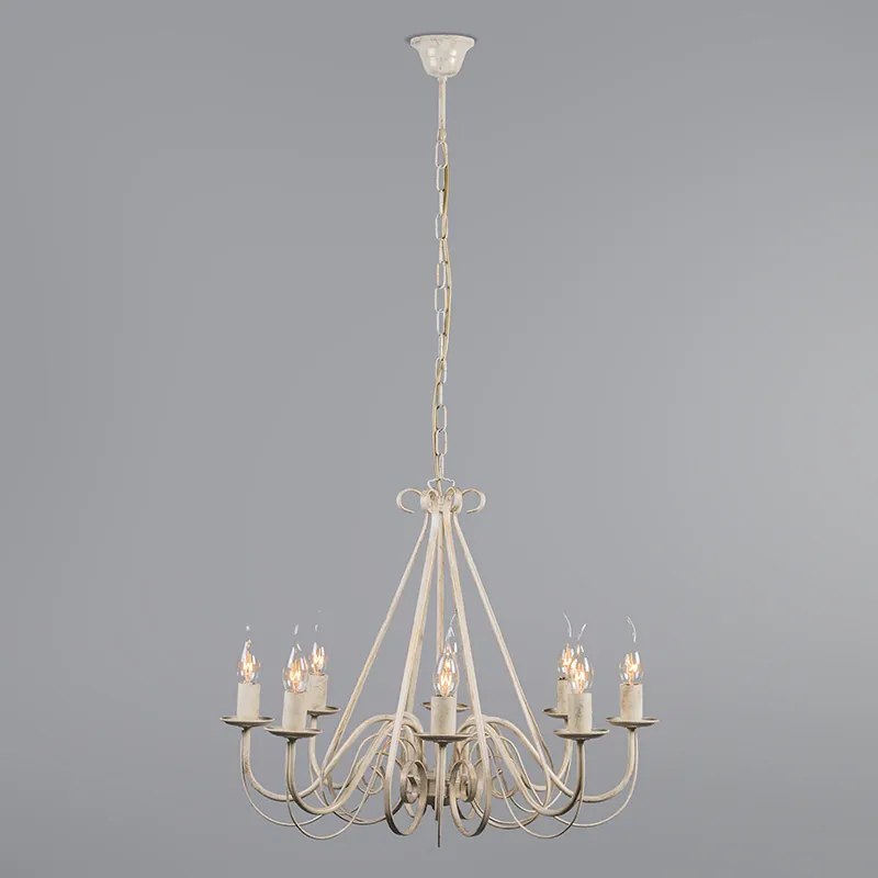 Candeeiro de candelabros cor creme 60 cm com abajures bege - Giuseppe 8 Clássico / Antigo,Country / Rústico