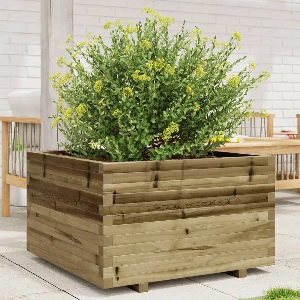 vidaXL Vaso/floreira de jardim 80x80x49,5 cm madeira pinho impregnada