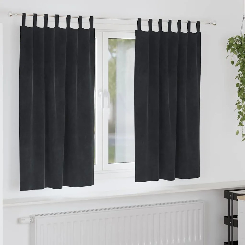 vidaXL Cortinas com cortinas 2 pcs Preto 140 x 175 cm Veludo