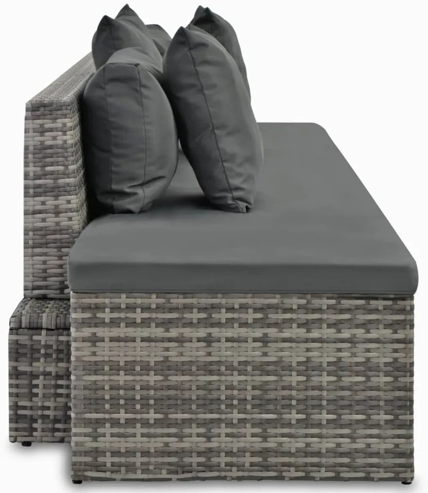 Conjunto lounge de jardim c/ almofadões 4 pcs vime PE cinzento