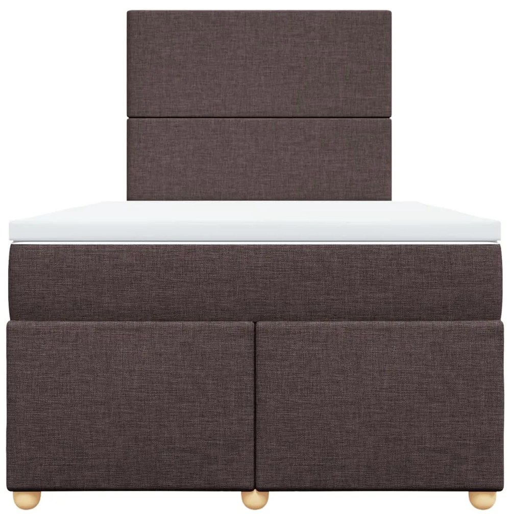 Cama boxspring com colchão 120x190 cm tecido castanho-escuro