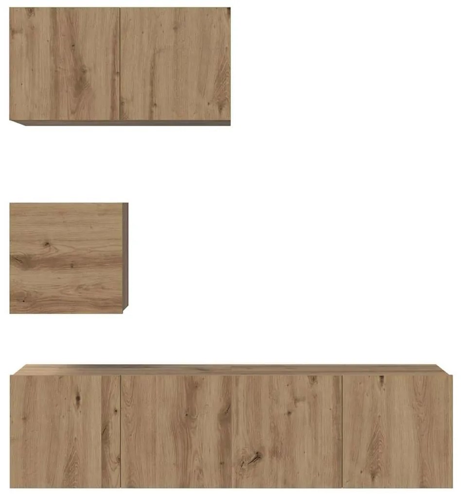 Conjunto de móvel de TV 4 pcs carvalho artisiano