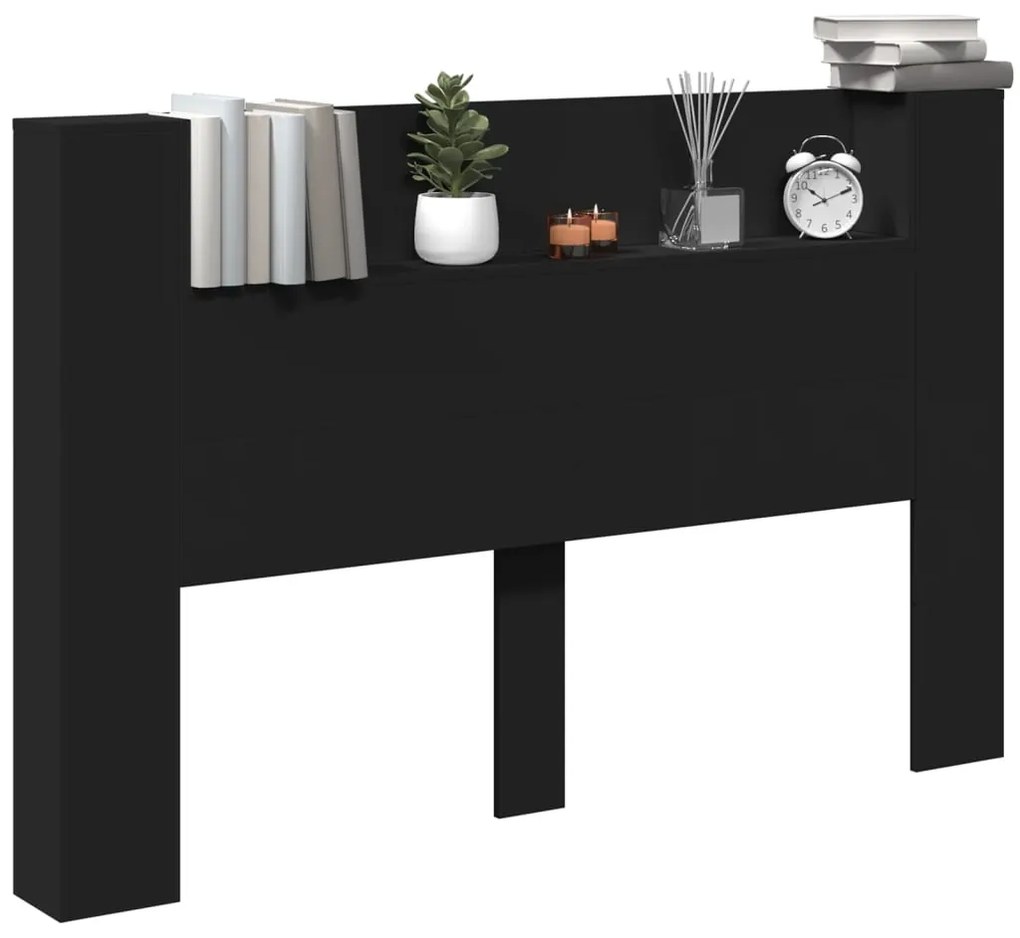 Armário de cabeceira com luzes LED 160x16,5x103,5 cm preto
