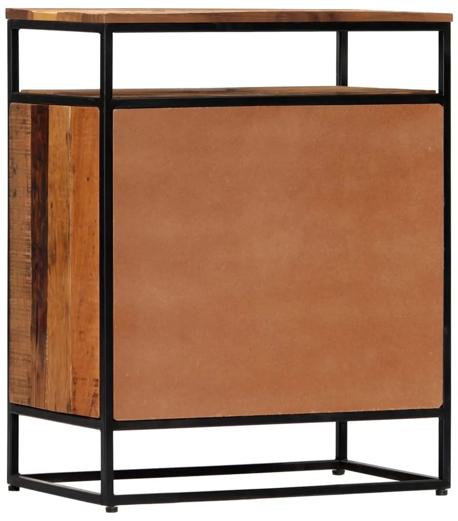 Móvel lateral 60x35x76 cm madeira recuperada maciça e aço