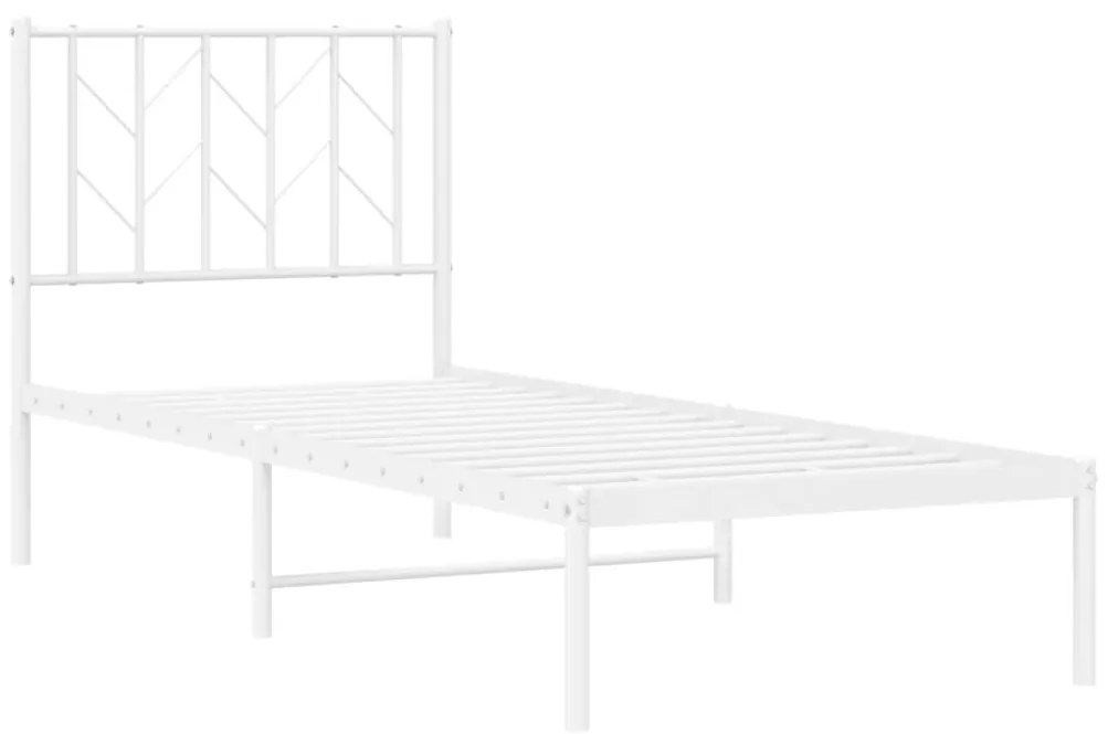 Estrutura de cama com cabeceira 75x190 cm metal branco