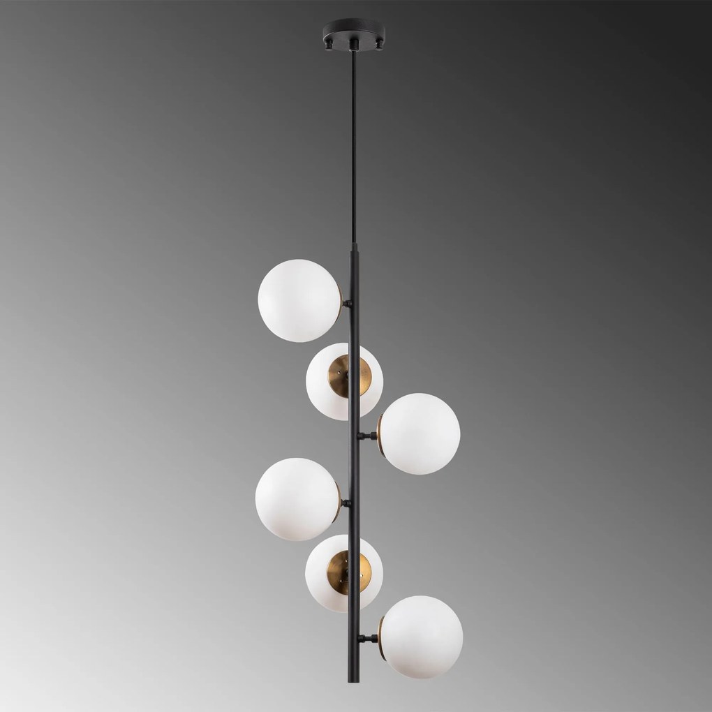 Candeeiro Chandelier Fazli – Preto Antique Cream – 40 x 40 x 86-176 cm
