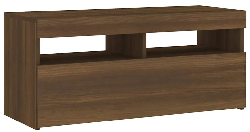 Móvel de TV com luzes LED 90x35x40 cm carvalho castanho
