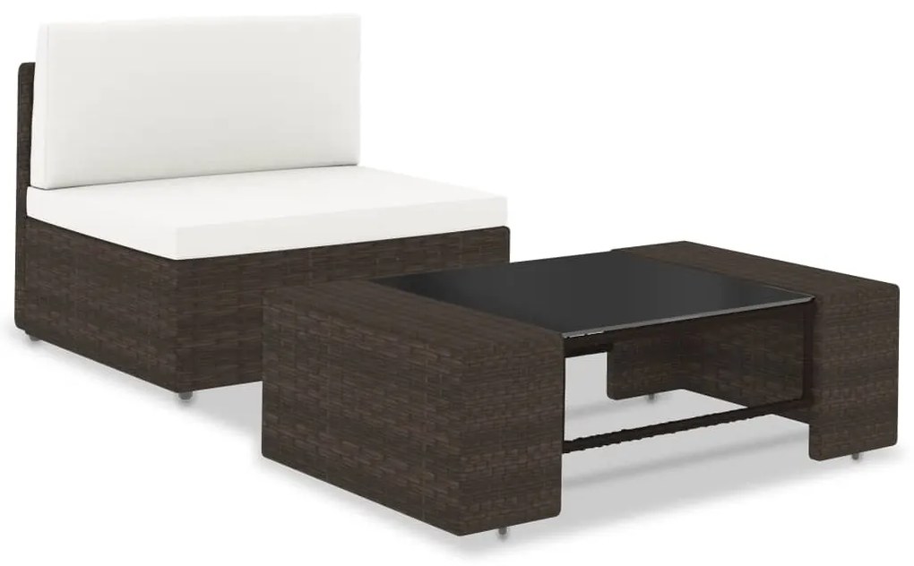 49512 vidaXL 2 pcs conjunto lounge para jardim vime PE castanho