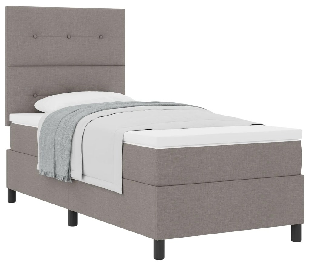 Cama Box Spring com Colchão Taupe 100x200 cm Tecido