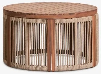 Mesa De Centro Redonda De Jardim Ø70 Cm Em Madeira De Acácia E Corda Trançada Serel Castanho Areia Claro - Sklum