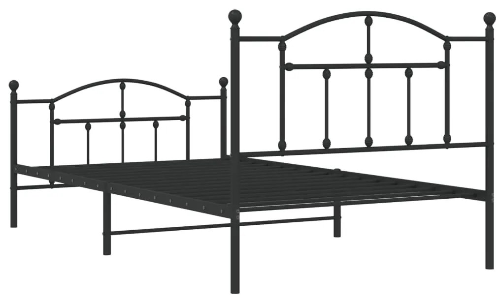 Estrutura de cama com cabeceira e pés 107x203 cm metal preto