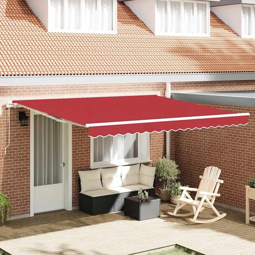 vidaXL Toldo Manual Vermelho 400 x 350 x 165 cm Poliéster e Metal