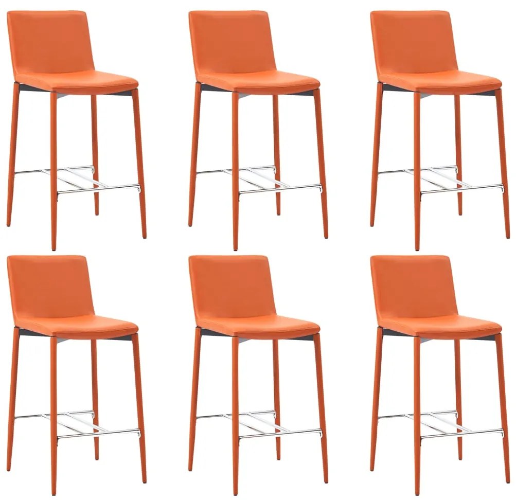 vidaXL Bancos de bar 6 pcs couro artificial laranja