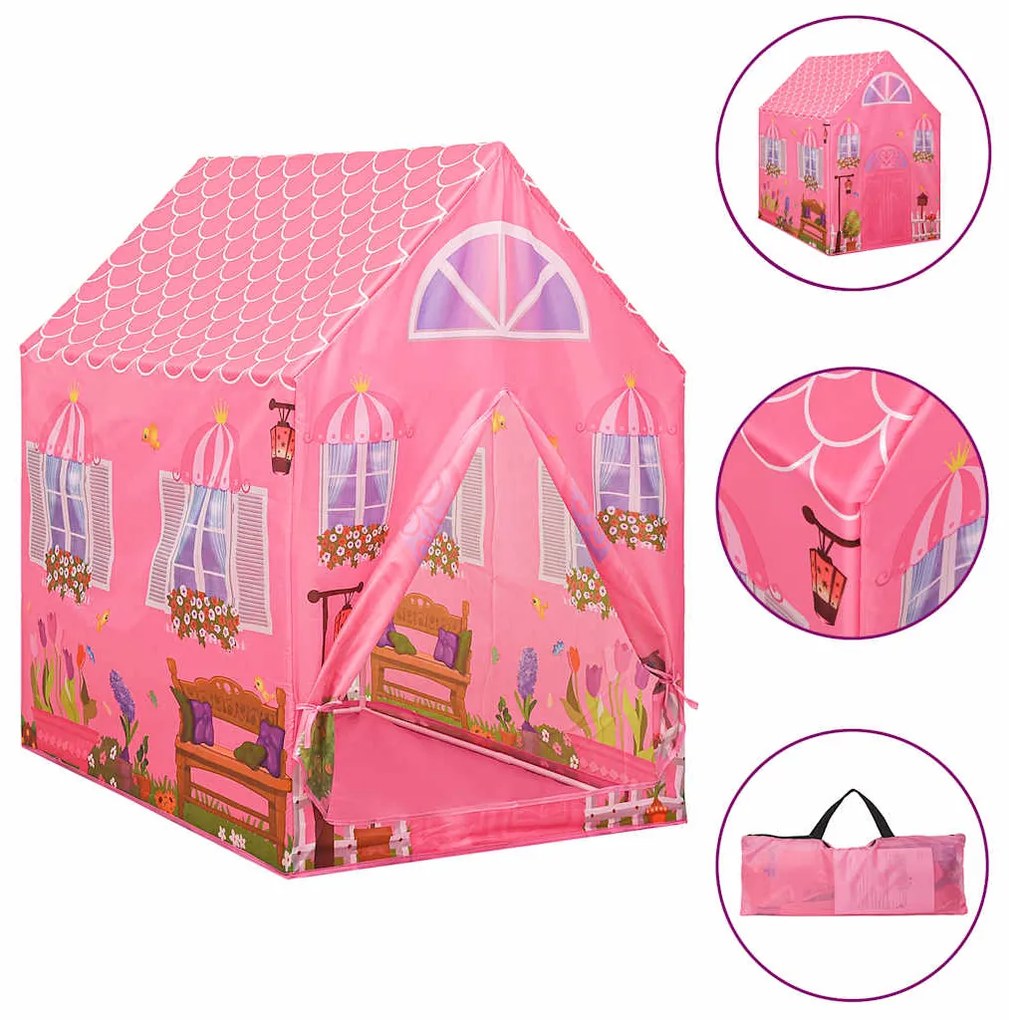 Tenda de brincar infantil com 250 bolas 69x94x104 cm rosa