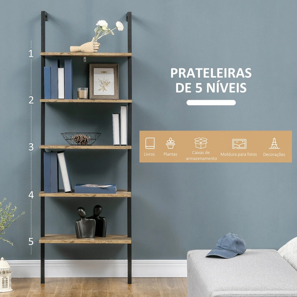 Estante com Prateleiras – Modelo Västerås – 60x30x184 – Madeira – 6 Ní