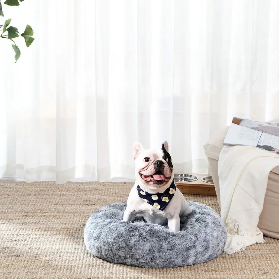 Cama para cães 60 x 20 cm com cobertura macia cinzento