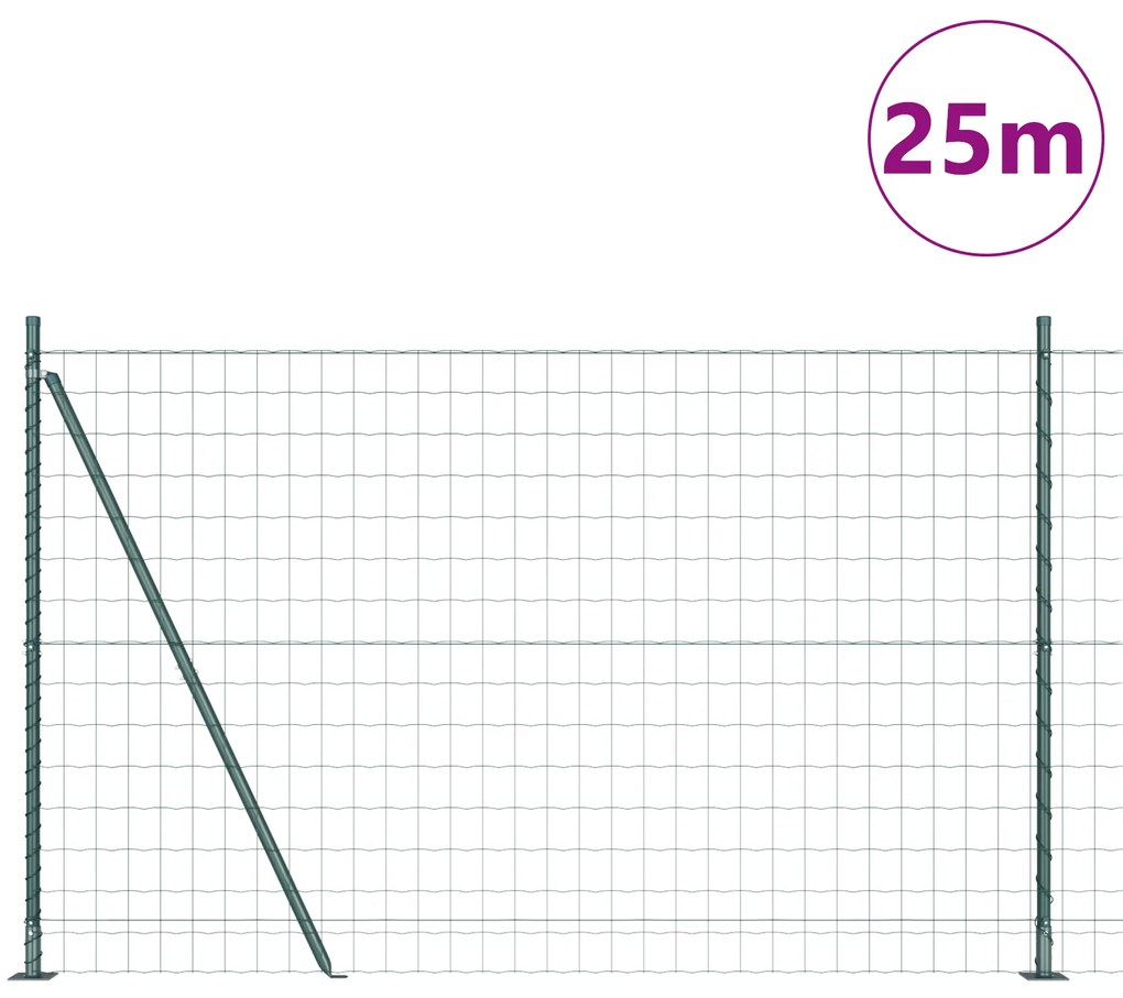 Cerca Euro com 13 Postes Flangados 1,2x25 m Aço Galvanizado