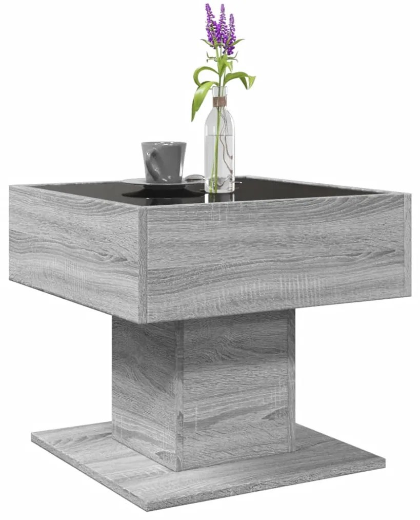 Mesa de centro c/ LEDs 50x50x45 madeira processada