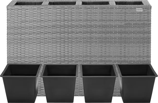 Vaso Floreira Jardim de flores Polyrattan 95x27x60 cm cinzento