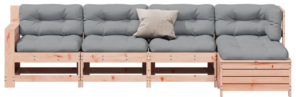 5 pcs conj. lounge jardim com almofadões madeira douglas maciça
