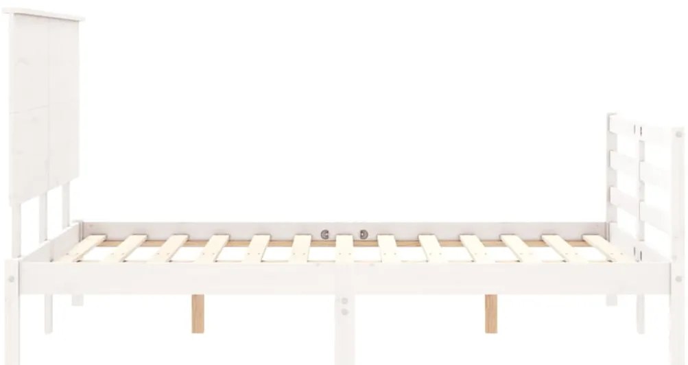 Estrutura de cama com cabeceira 140x190cm madeira maciça branco