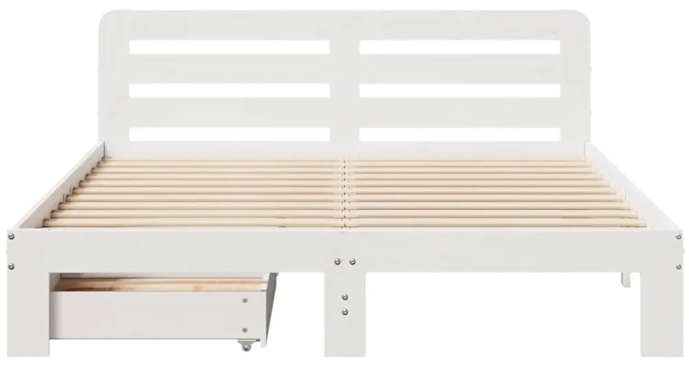 Cama sem colchão 140x190 cm madeira de pinho maciça branco
