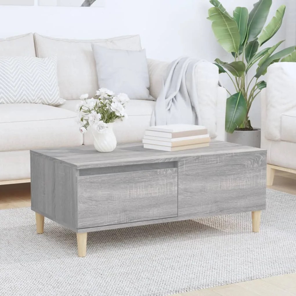 vidaXL Mesa de centro 90x50x36,5 cm derivados madeira cinzento sonoma
