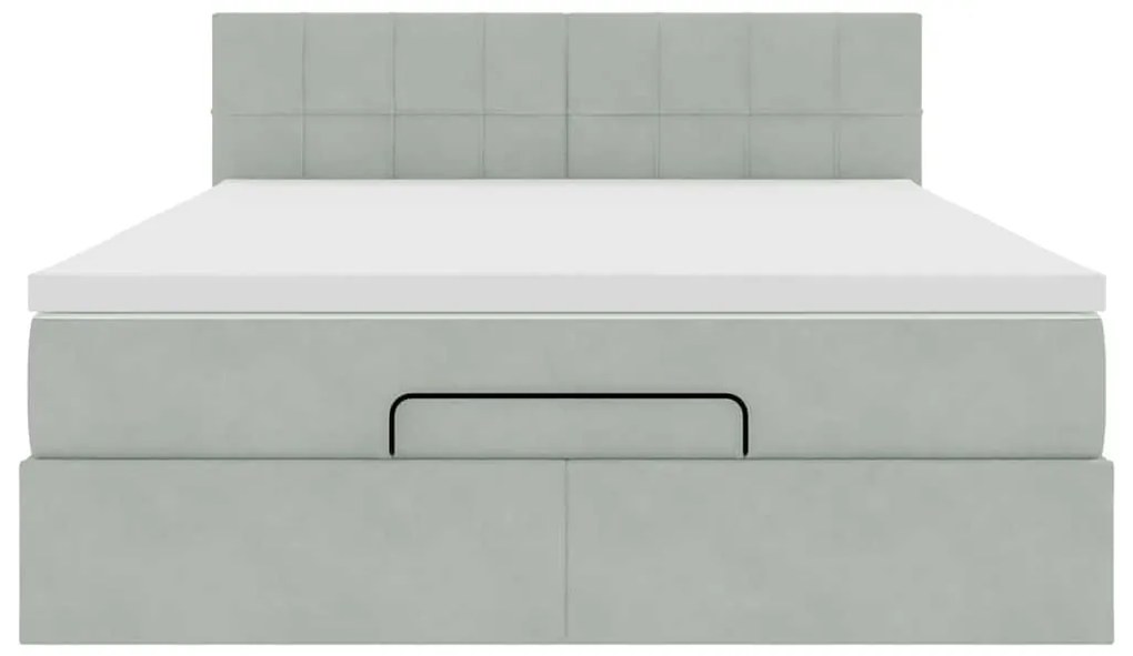 Estrutura de cama otomana com colchão 140x200 cm cinzento claro