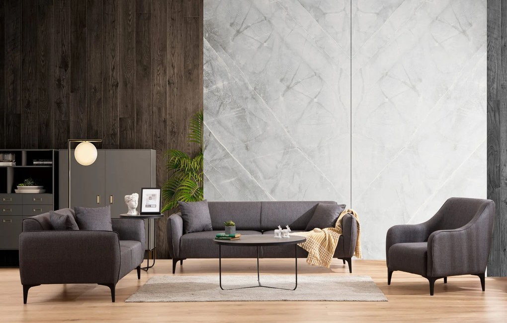 Sofá de 3 Lugares Belissimo – Cinzento Escuro – 220x67x95 cm