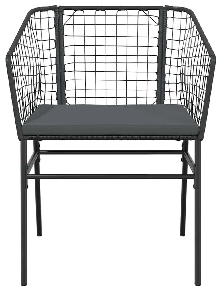 Conjunto de jantar jardim 9 peças almofadas vidro vime PE preto