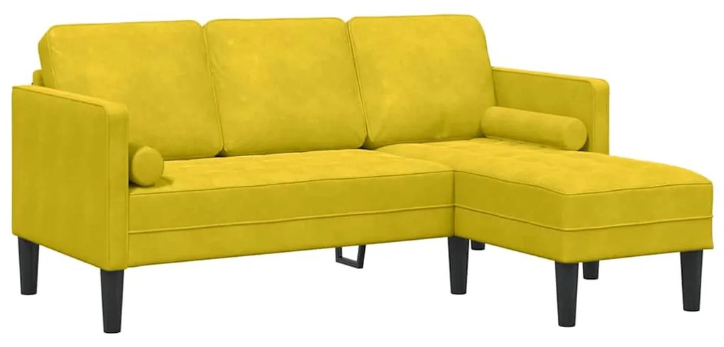 Sofá de Jardim vidaXL com Banco e Almofadas em Veludo Amarelo em L