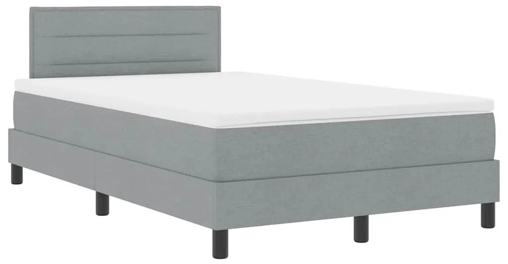 Cama Box com Colchão &amp; Luz LED Cinza 120x190 cm Tecido
