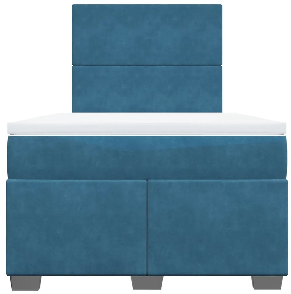 Cama boxspring com colchão 120x190 cm veludo azul