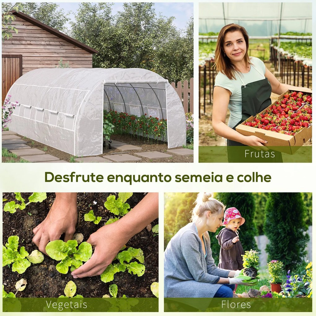 Estufa Tipo Túnel de Jardim 6x3x2m com Porta Enrolável 12 Janelas Cobe