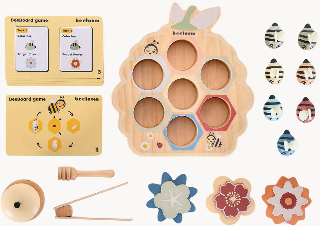 Tabuleiro de brincar para crianças em madeira de faia Beeboard, conjunto de 15