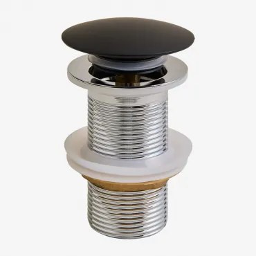 Válvula De Escoamento Para Lavatório Tipo Click-clack Em Aço Inoxidável E Latão Orveta Preto Mate & Válvula Sem Transbordo - Sklum