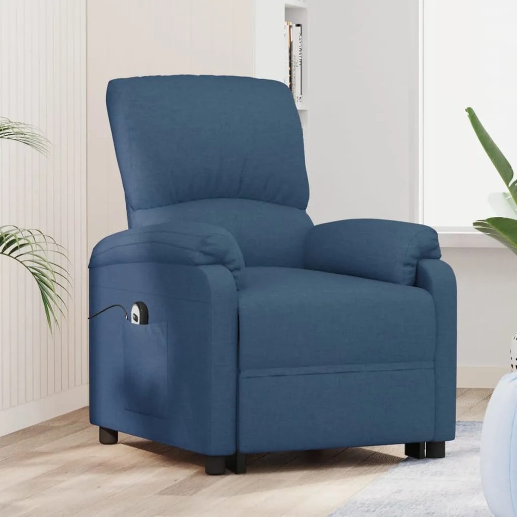 vidaXL Poltrona elevatória tecido azul