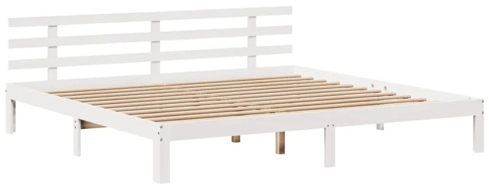 Cama com estante sem colchão 180x200 cm pinho maciço branco